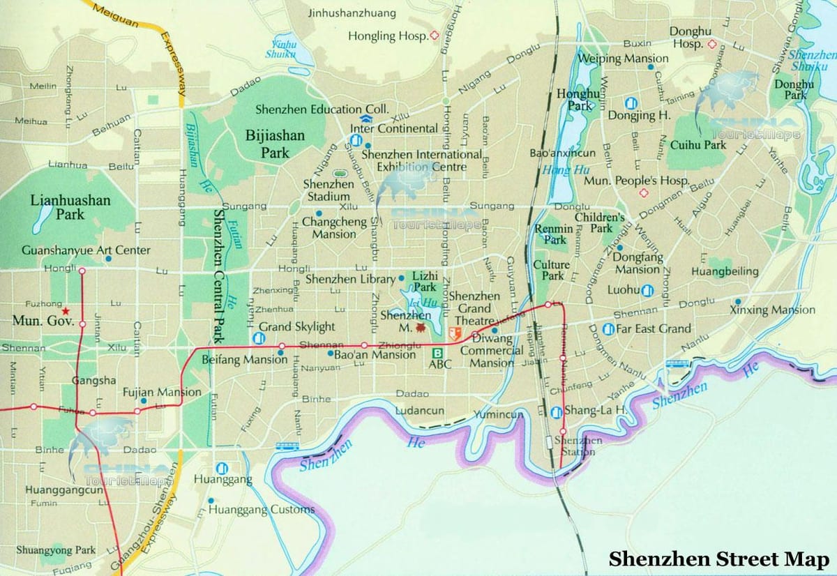 mappa di centro di Shenzhen