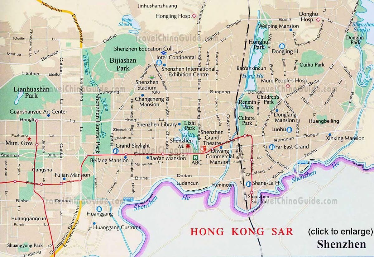 Shenzhen guangdong, Cina mappa